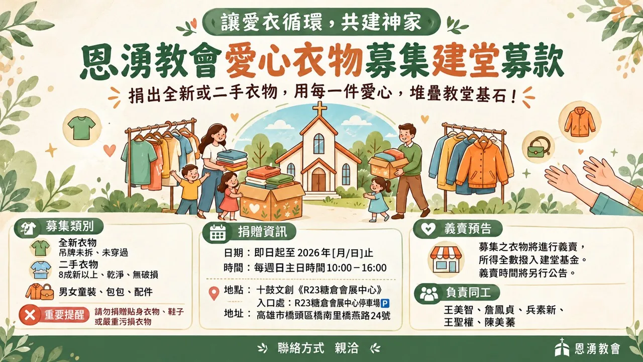 愛心衣物募集建堂募款
